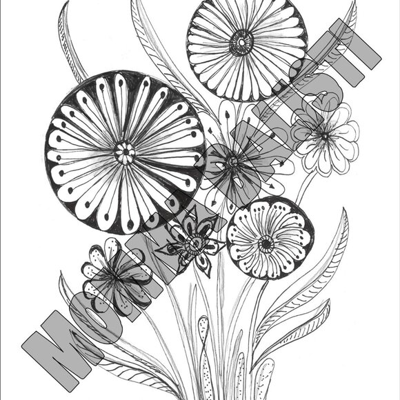 BW Round Flower Tumbler by Momma Balisti - 20oz Stainless Steel Tumbler - Picture 2 of 4